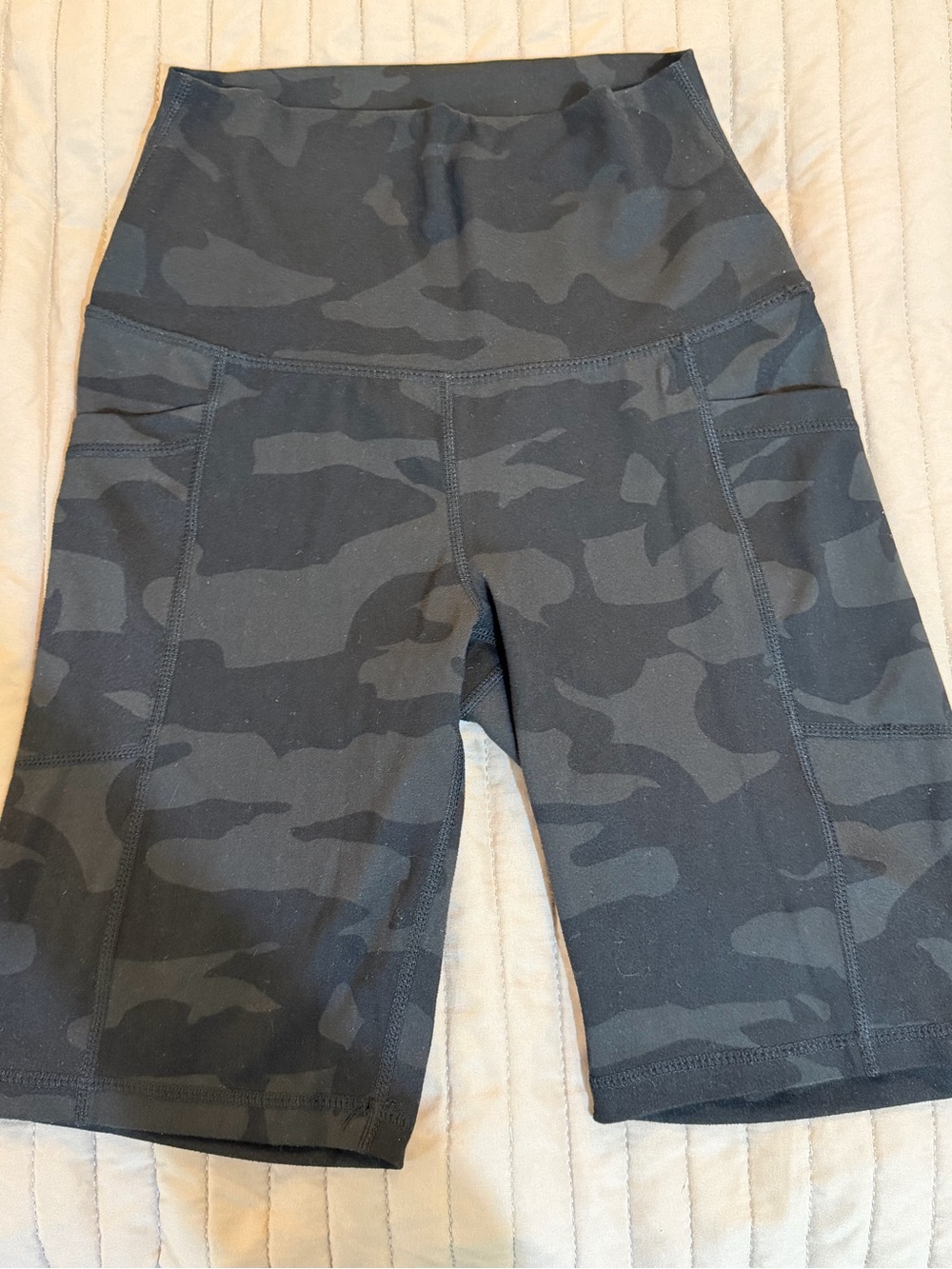90 degree High-Waist Camouflage Bike Shorts - Black Camo
